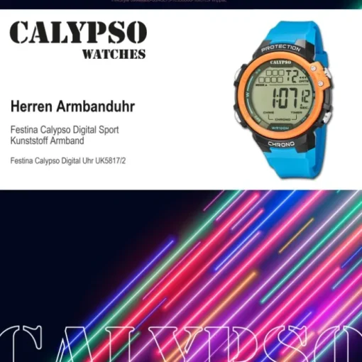 Calypso Herrenuhr Kunststoff blau Calypso Digital Armbanduhr UK5817/2