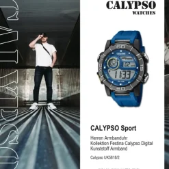 Calypso Herrenuhr Kunststoff blau Calypso Digital Armbanduhr UK5818/2