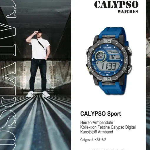 Calypso Herrenuhr Kunststoff blau Calypso Digital Armbanduhr UK5818/2