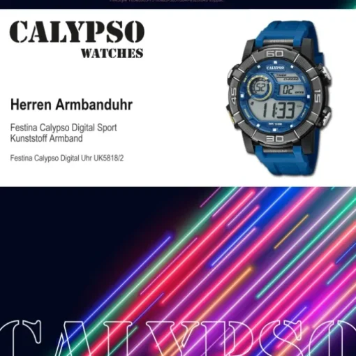 Calypso Herrenuhr Kunststoff blau Calypso Digital Armbanduhr UK5818/2
