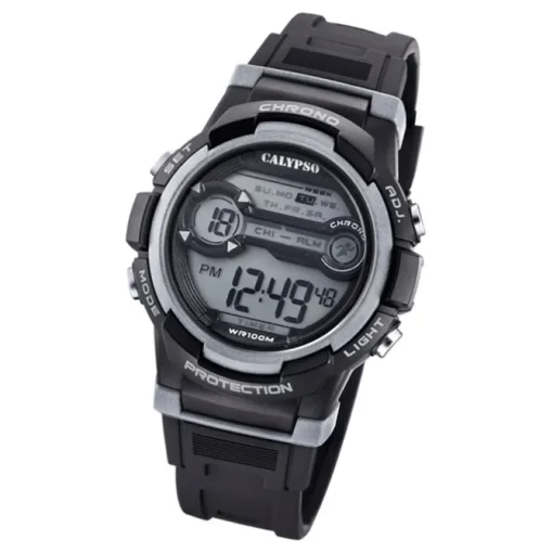 Calypso Jugend Armbanduhr Sport K5808/4 Digital Kunststoff schwarz grau UK5808/4