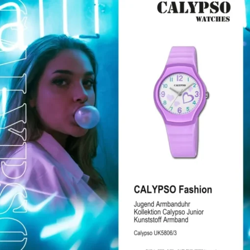 Calypso Jugend Armbanduhr Junior K5806/3 Analog Kunststoff lila UK5806/3
