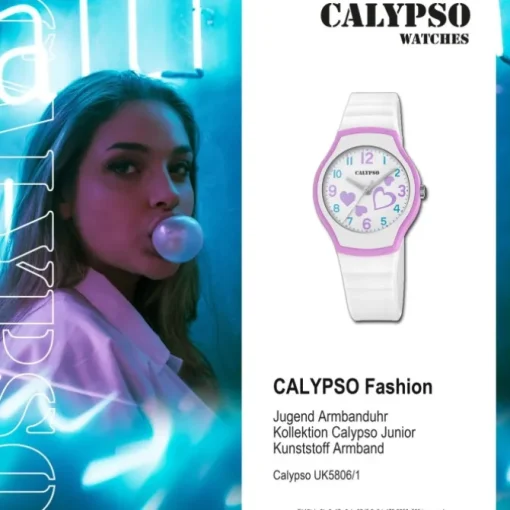 Calypso Jugend Armbanduhr Junior K5806/1 Analog Kunststoff weiß UK5806/1