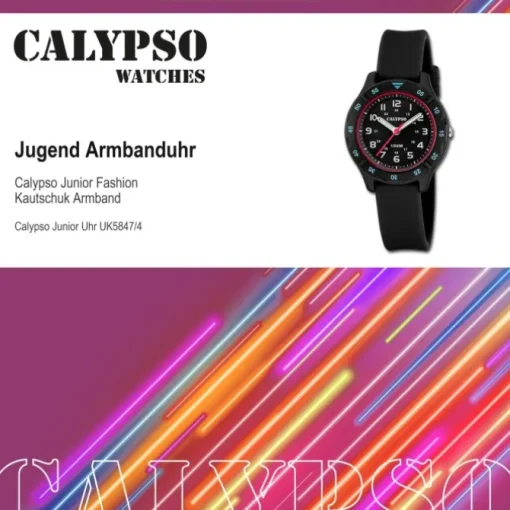 Calypso Jugend Kinderuhr Kautschuk schwarz Calypso Junior Armbanduhr UK5847/4