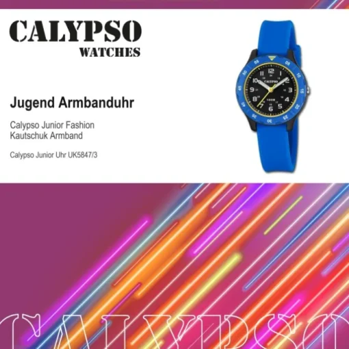 Calypso Jugend Kinderuhr Kautschuk blau Calypso Junior Armbanduhr UK5847/3