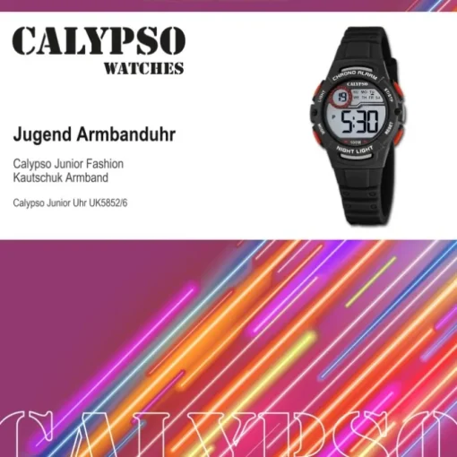 Calypso Jugend Kinderuhr Kautschuk schwarz Calypso Junior Armbanduhr UK5852/6