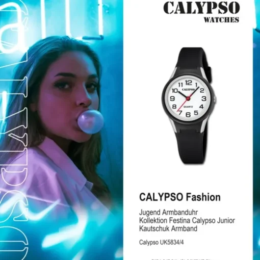 Calypso Jugenduhr Kautschuk schwarz Calypso Junior Armbanduhr UK5834/4