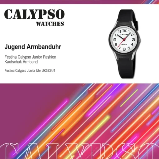 Calypso Jugenduhr Kautschuk schwarz Calypso Junior Armbanduhr UK5834/4