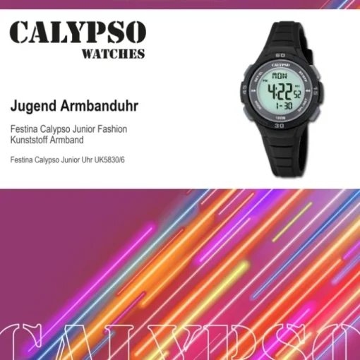 Calypso Jugenduhr Kunststoff schwarz Calypso Junior Armbanduhr UK5830/6