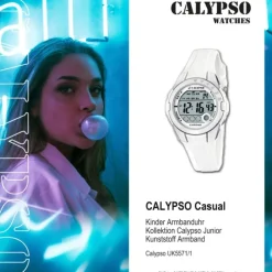 Calypso Jugenduhr Mädchen weiß-silber Digital Calypso Uhren UK5571/1