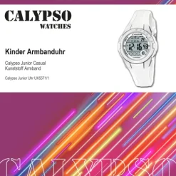 Calypso Jugenduhr Mädchen weiß-silber Digital Calypso Uhren UK5571/1
