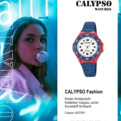 Calypso Kinder Armbanduhr Sweet Time K5758/1 Quarz-Uhr PU blau UK5758/1