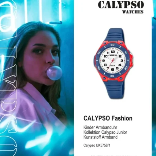 Calypso Kinder Armbanduhr Sweet Time K5758/1 Quarz-Uhr PU blau UK5758/1