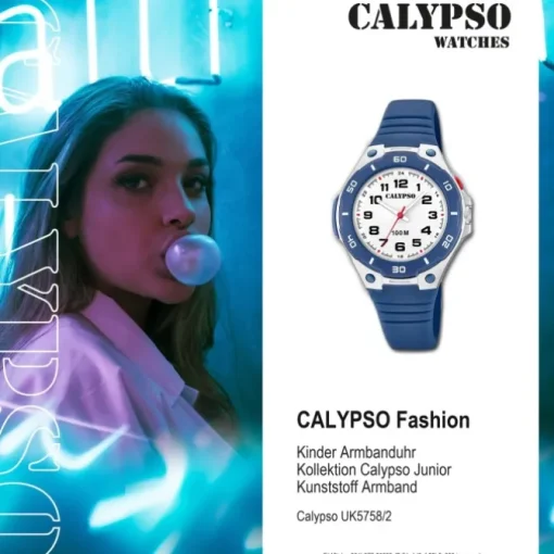 Calypso Kinder Armbanduhr Sweet Time K5758/2 Quarz-Uhr PU blau UK5758/2