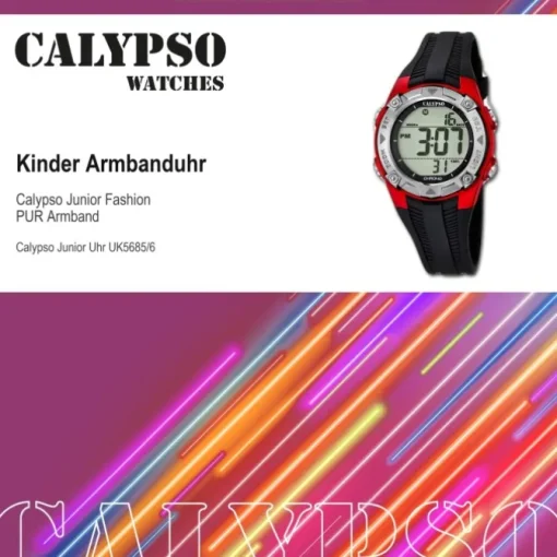 CALYPSO Kinder-Armbanduhr Fashion Funktionsuhr Quarz-Uhr PU schwarz UK5685/6