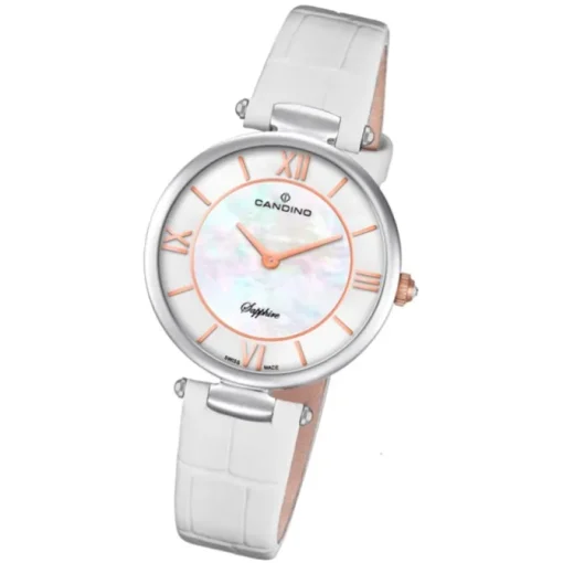 Candino Damen Armband-Uhr Lady Elegance C4669/1 Quarzuhr Leder weiß UC4669/1