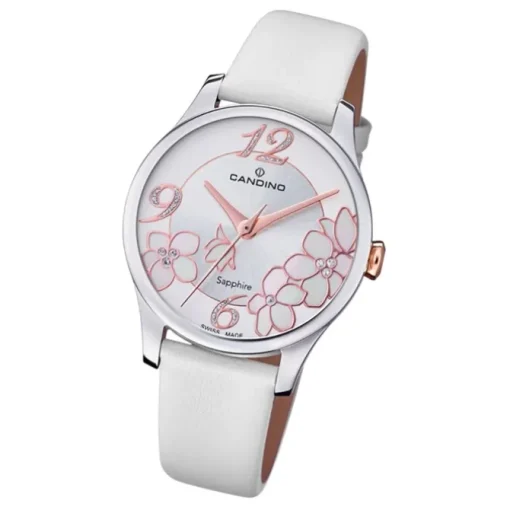 Candino Damen Armbanduhr Elegance C4720/1 Analog Leder weiß UC4720/1