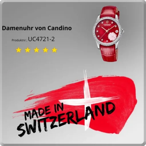 Candino Damen Armbanduhr Elegance C4721/2 Analog Leder rot UC4721/2