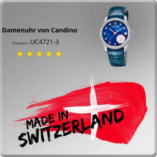 Candino Damen Armbanduhr Elegance C4721/3 Analog Leder marineblau UC4721/3