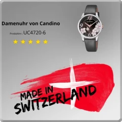 Candino Damen Armbanduhr Elegance C4720/6 Analog Leder schwarz UC4720/6
