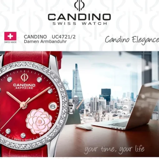 Candino Damen Armbanduhr Elegance C4721/2 Analog Leder rot UC4721/2