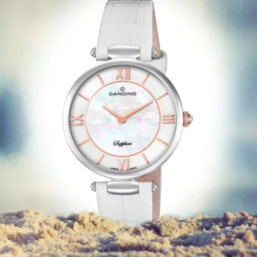 Candino Damen Armband-Uhr Lady Elegance C4669/1 Quarzuhr Leder weiß UC4669/1