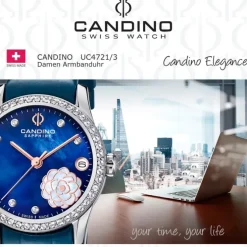 Candino Damen Armbanduhr Elegance C4721/3 Analog Leder marineblau UC4721/3