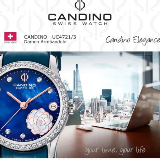 Candino Damen Armbanduhr Elegance C4721/3 Analog Leder marineblau UC4721/3