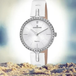 Candino Damen Armband-Uhr Lady Elegance C4651/1 Quarzuhr Leder weiß UC4651/1