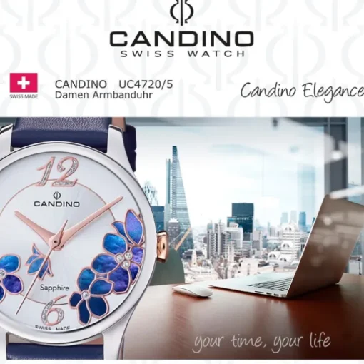 Candino Damen Armbanduhr Elegance C4720/5 Analog Leder dunkelblau UC4720/5