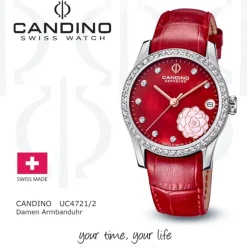 Candino Damen Armbanduhr Elegance C4721/2 Analog Leder rot UC4721/2