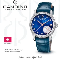 Candino Damen Armbanduhr Elegance C4721/3 Analog Leder marineblau UC4721/3