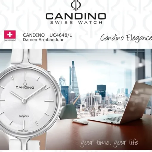 Candino Damen Armband-Uhr Lady Elegance C4648/1 Quarzuhr Leder weiß UC4648/1