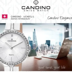 Candino Damen Armband-Uhr Lady Elegance C4651/1 Quarzuhr Leder weiß UC4651/1