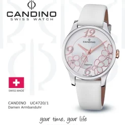 Candino Damen Armbanduhr Elegance C4720/1 Analog Leder weiß UC4720/1