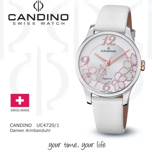 Candino Damen Armbanduhr Elegance C4720/1 Analog Leder weiß UC4720/1