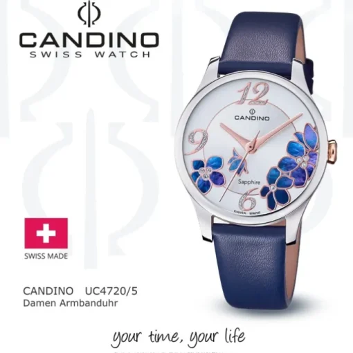 Candino Damen Armbanduhr Elegance C4720/5 Analog Leder dunkelblau UC4720/5