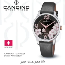 Candino Damen Armbanduhr Elegance C4720/6 Analog Leder schwarz UC4720/6