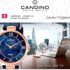 Candino Damen Armband-Uhr Lady Elegance C4671/2 Quarzuhr Leder blau UC4671/2