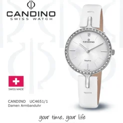Candino Damen Armband-Uhr Lady Elegance C4651/1 Quarzuhr Leder weiß UC4651/1