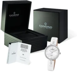 Candino Damen Armband-Uhr Lady Elegance C4648/1 Quarzuhr Leder weiß UC4648/1