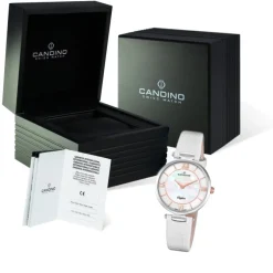 Candino Damen Armband-Uhr Lady Elegance C4669/1 Quarzuhr Leder weiß UC4669/1