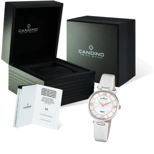 Candino Damen Armband-Uhr Lady Elegance C4669/1 Quarzuhr Leder weiß UC4669/1