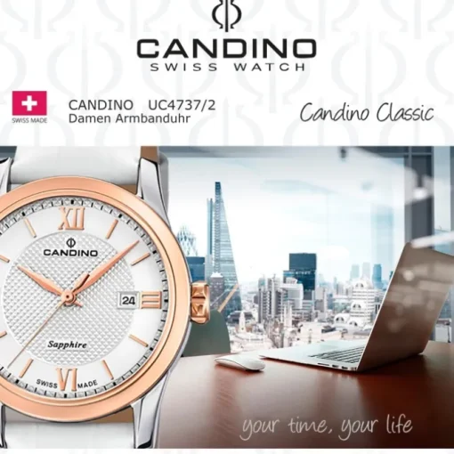 Candino Damenuhr Classic C4737/2 Armbanduhr Edelstahl weiß UC4737/2