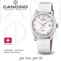Candino Damenuhr Classic C4736/1 Armbanduhr Edelstahl weiß UC4736/1