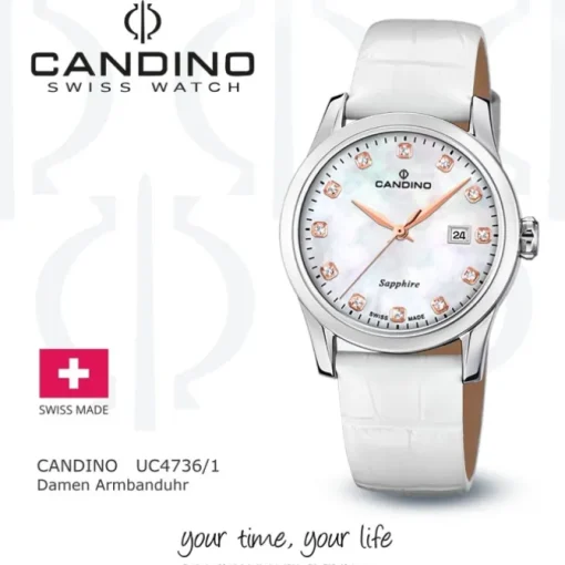 Candino Damenuhr Classic C4736/1 Armbanduhr Edelstahl weiß UC4736/1