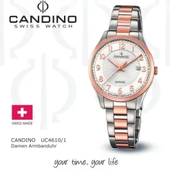Candino Damen-Uhr Edelstahl silber roségold C4610/1 Quarz Klassisch UC4610/1