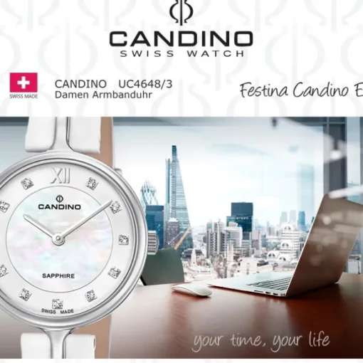 Candino Damenuhr Leder weiß Candino Elegance Armbanduhr UC4648/3