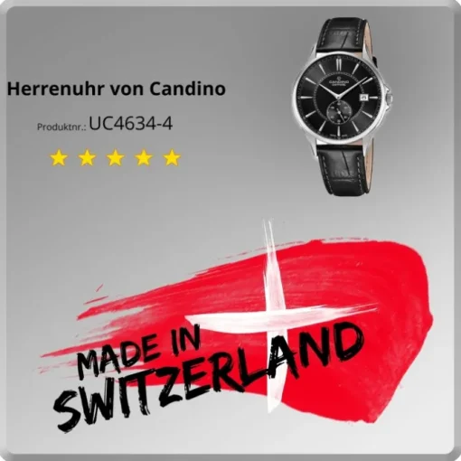 Candino Herren Armbanduhr Classic Timeless C4634/4 Quarz Leder schwarz UC4634/4