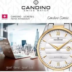 Candino Herren Armbanduhr Classic C4639/1 Edelstahl Quarz silber gold UC4639/1